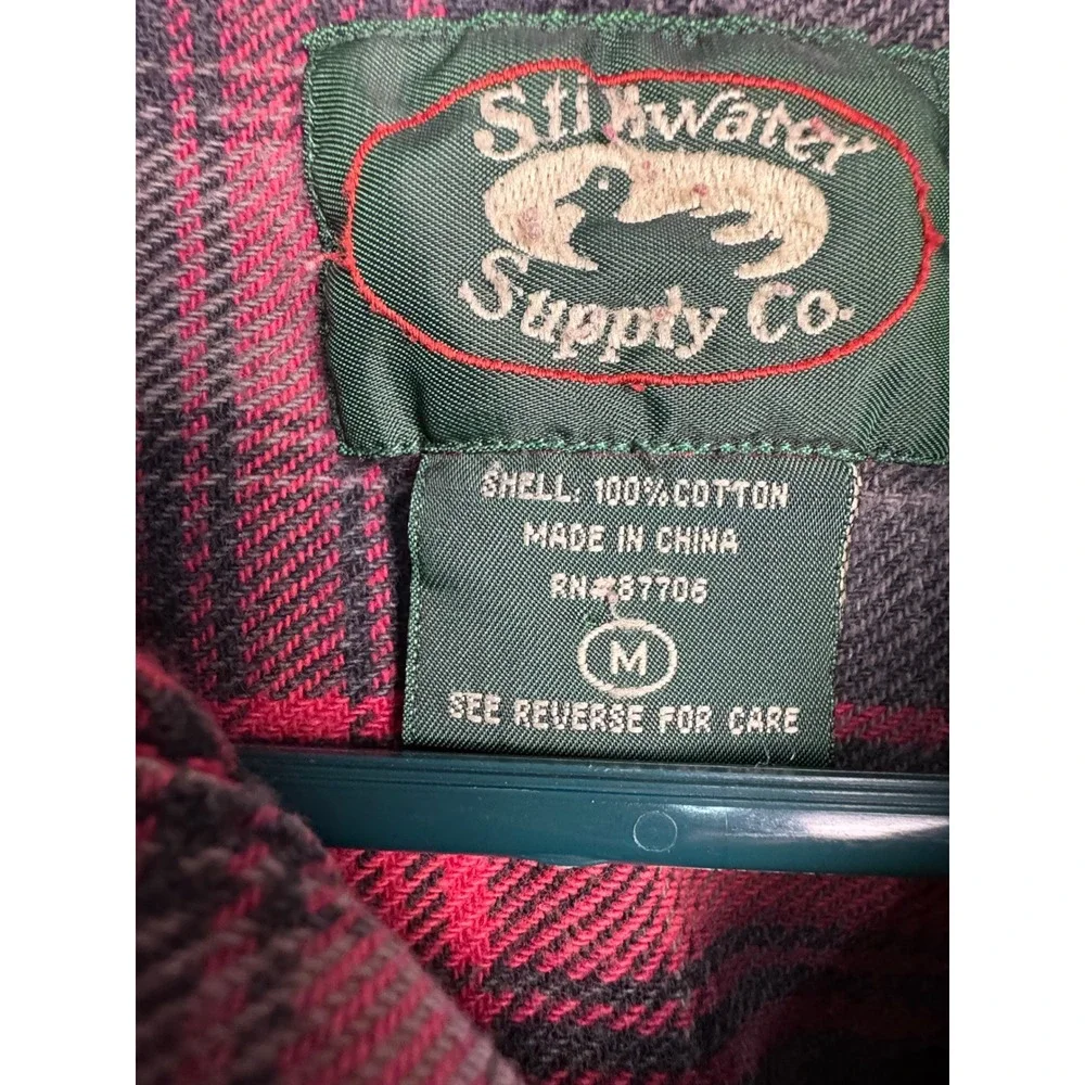 Stillwater Supply Co Flannel Shirt Red Gray Plaid Cotton Button Up Pocket Mens M